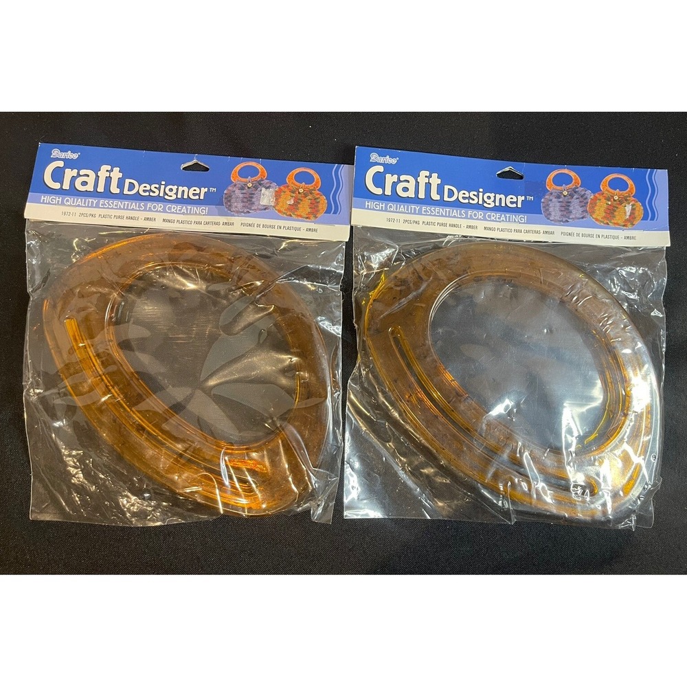 Plastic Purse Handles Amber Color 2 Packs Vintage Craft Sewing Crochet